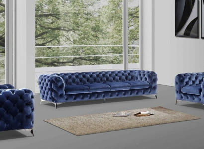 Sofa Chesterfield Couch Upholstery XXL Big Suite Textile 2+1+1 designer couches